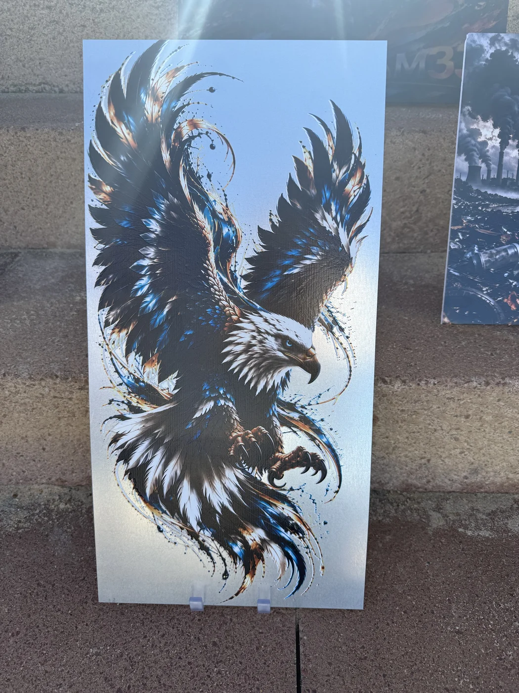 Impression UV sur tôle — aigle en vol